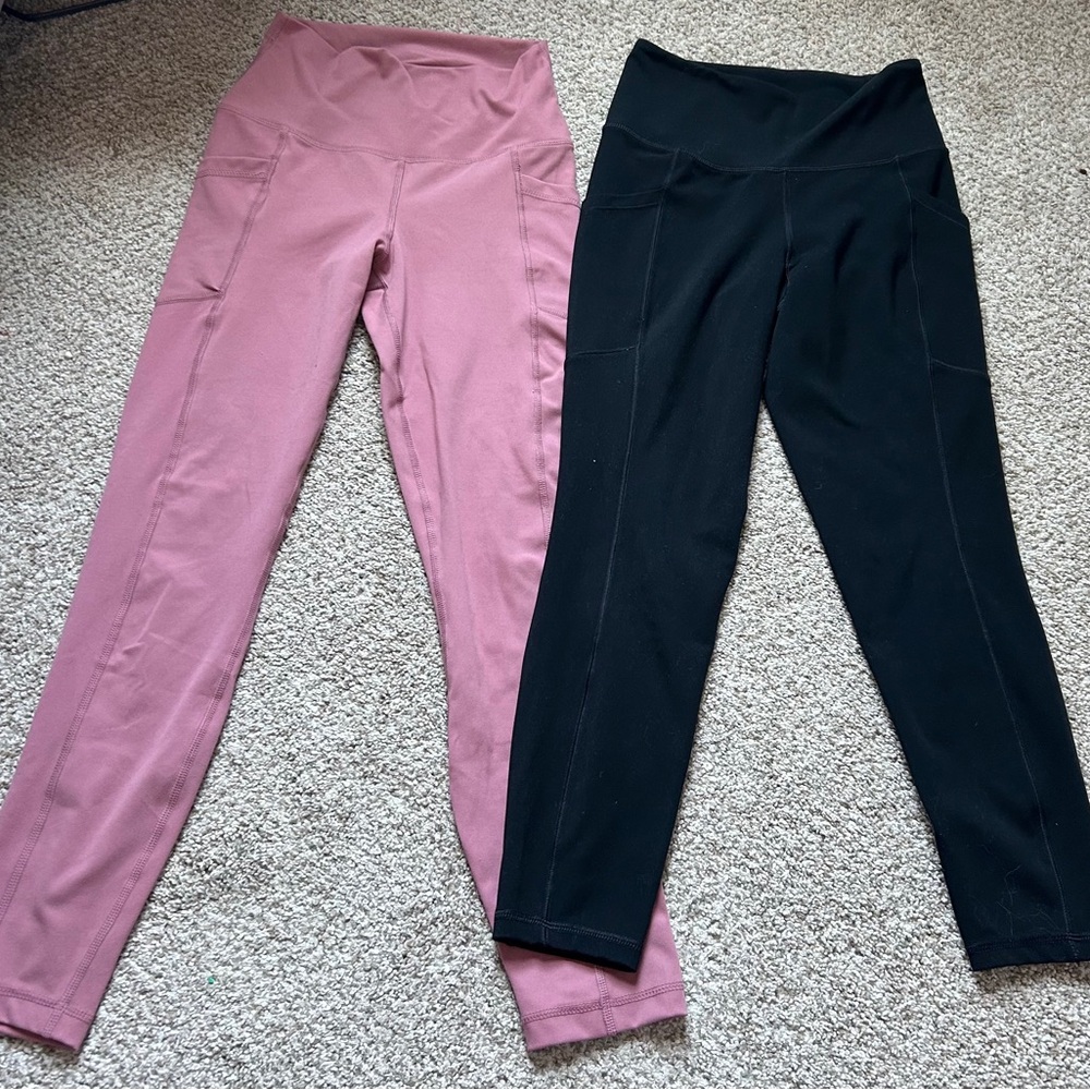 Women's Pink and Black High-Waisted Leggings